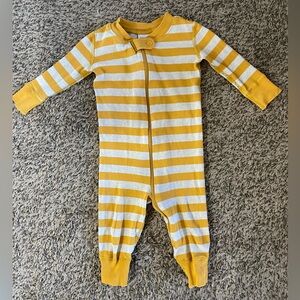 Hanna Andersson Yellow Striped Zip One-Piece Footie